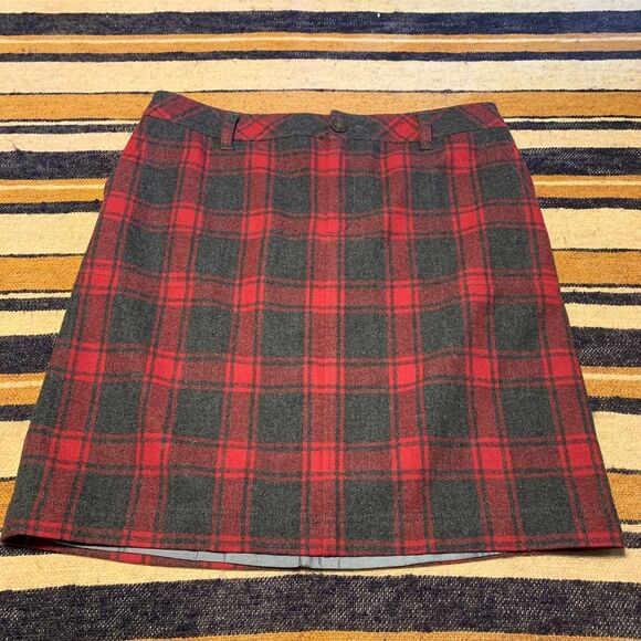 Eddie Bauer Wool Skirt Plaid Tartan Mini Knee Length Preppy Academia Size 14 - Picture 1 of 4